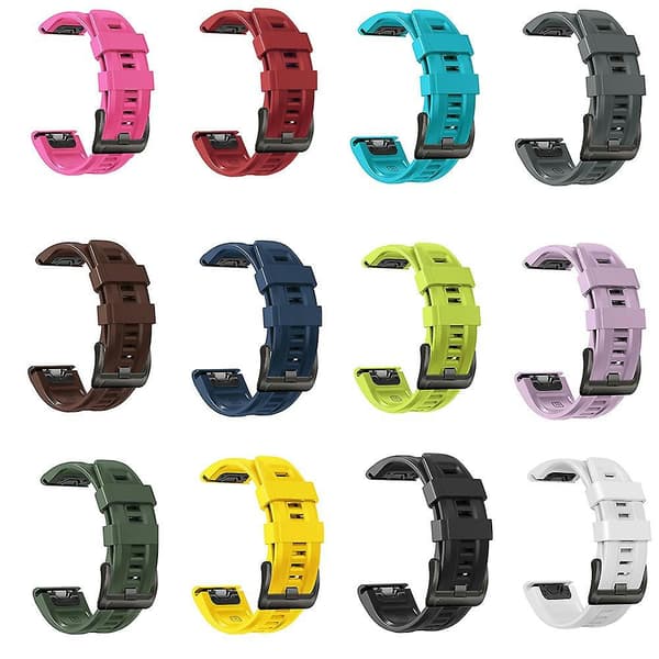 22mm Silikonihihna Garmin Fenix 5 Plus -kellolle Black