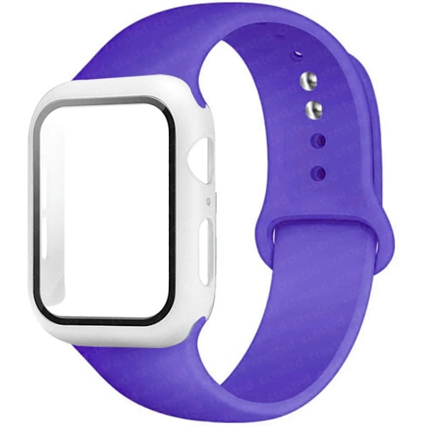 Etui + Rem for Apple Watch Band 44mm 40mm 38mm 42mm Silikonarmbånd med PC Skjermbeskytter Deksel iWatch 3 4 5 6 SE