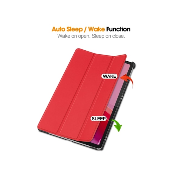 Etui til Lenovo M10 Fhd Plus 10.3 X606f Tre Folding Dormant Anti Fall (Rød)