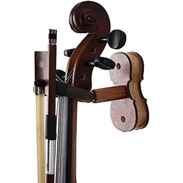 Violin vægbeslag med buekrog - hårdttræ - til hjemmet og studiet
