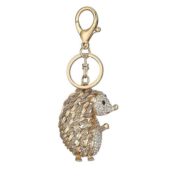 Glittrande Hedgehog Rhinestone nyckelring, bedårande guld djur nyckelring hänge