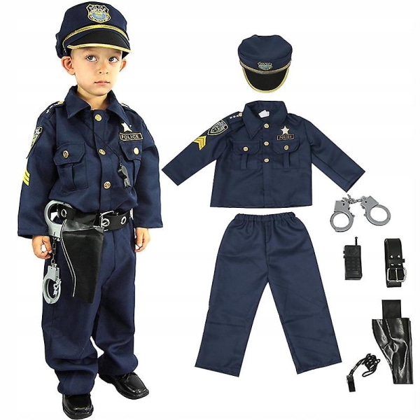 Barne politibetjent kostymesett med fløyte L