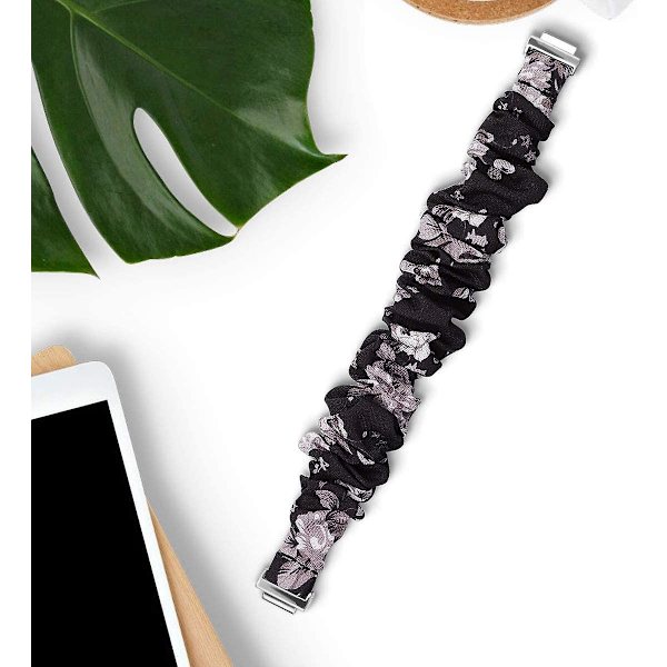 Scrunchies kompatibel med Fitbit Inspire 2 Band/inspire Hr Band/inspire Black Grey Flower Large