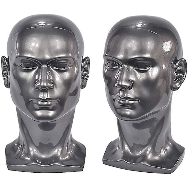 Grå glänsande Professionell Mannequin Head För Display Headset, Hörlurar, Spelkonsol, Hattar, Peruker Smycken L30hh