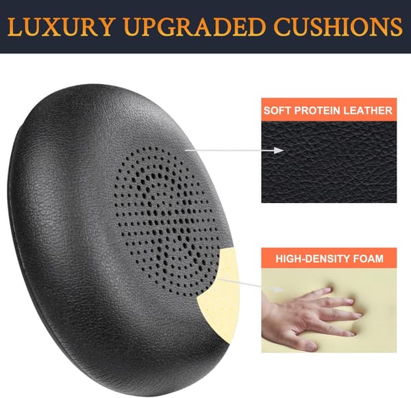Öronkuddar för Jabra Evolve 2 65 (65MS 65UC)/Evolve 2 40 (40UC 40MS) Ersättnings öronkuddar i läder, svart