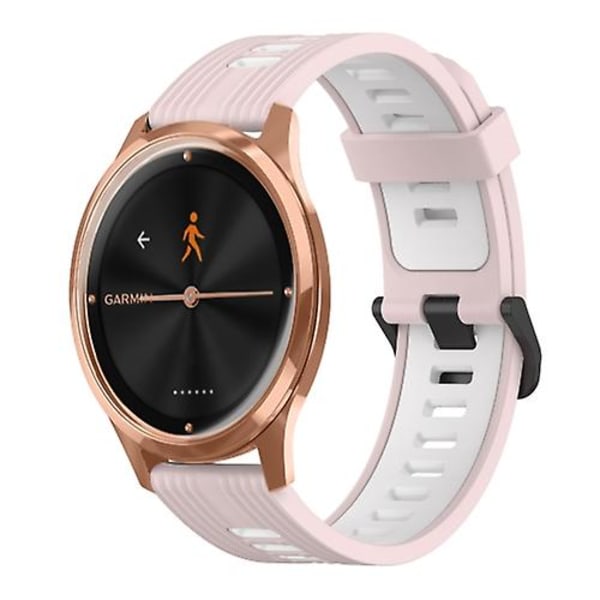 For Garmin Move Luxe 20 mm vertikalt mønster tofarget silikonklokkebånd Pink-White