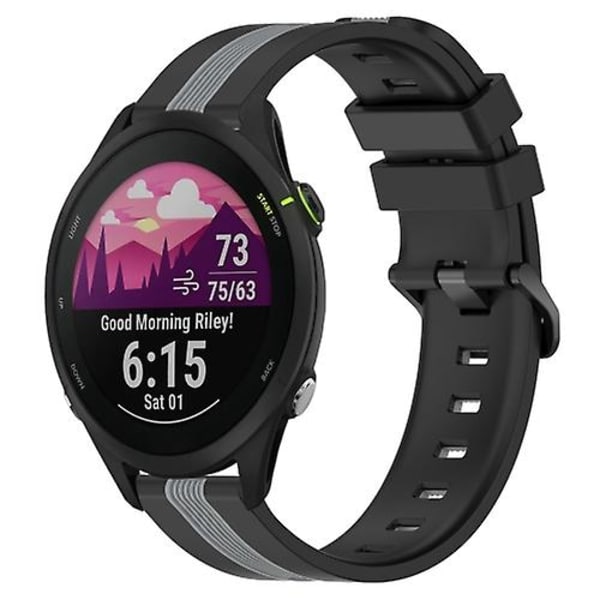 Til Garmin Forerunner 255 22mm lodret tofarvet silikoneurrem Black-Grey