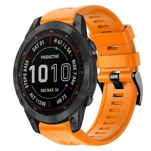 For Garmin Fenix ​​7 metallspenne ensfarget silikonklokkerem Orange