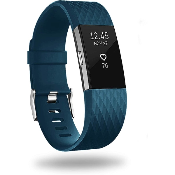 Erstatningsbånd som er kompatible for Fitbit Charge 2, Classic & Special Edition justerbare sportsarmbånd dark blue Large