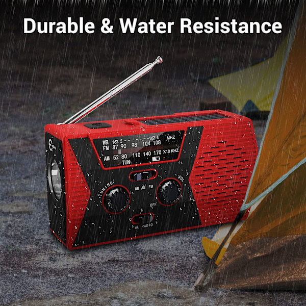Hätäsääradio, Anpro 2000mAh aurinkokäsikammen sääradio LED-taskulamolla, SOS