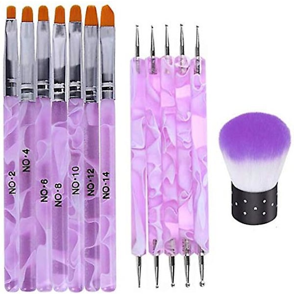 7pcs Round Head UV Gel Nail Acrylic Brush Hair Art Tips Builder Brush Pen