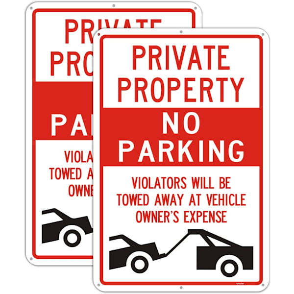 Privat Markering Ingen Parkering Skyltar - Metall, 35x25cm, 2-pack