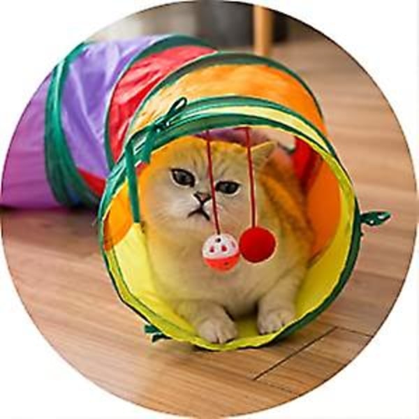 Kattunnel för katter, tillverkad av ultratåligt material, kan användas för katter, kaniner, valpar och illrar, S-formad, 48,4\"x9,8\"