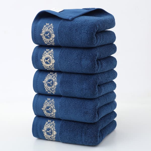 Håndkle i ren bomull, superabsorberende, egnet for hjem og hotell, 5 stk blå/35x75cm