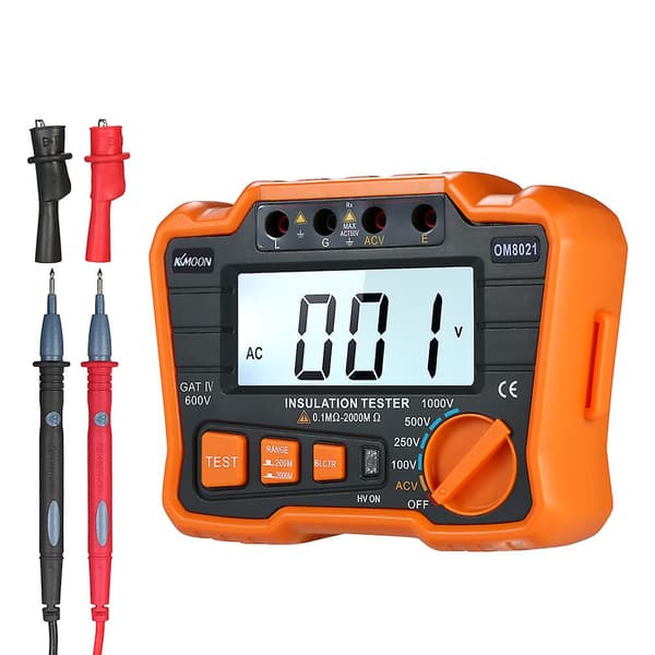 Kkmoon Isolationsresistanstestare Dcv Acv Meter 1000v Ground Megger Megohmmeter Megohm Voltmeter W/LCD Bakgrundsbelysning Display