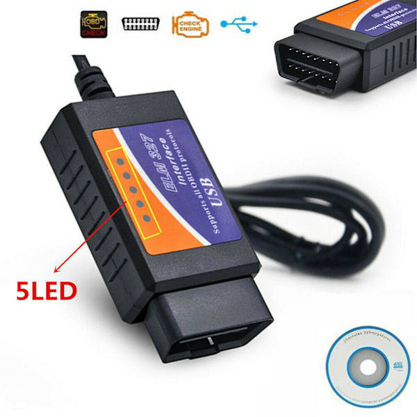 Elm327 Usb Interface Obd2 bildiagnosescannerkabel til Windows pc-computer