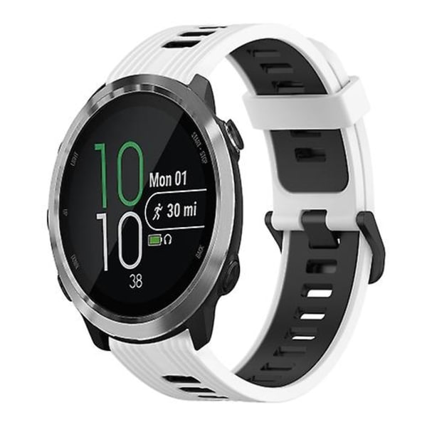 Til Garmin Forerunner 645 20 mm lodret mønster tofarvet silikone urbånd White-Black