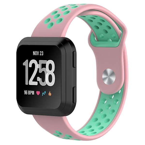 For Fitbit Versa tofarget silikonklokkerem Pink - Green