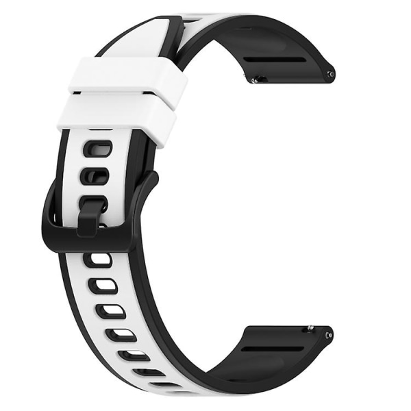 Til Garmin Venu Sq 20 mm tofarvet silikoneurrem White-Black