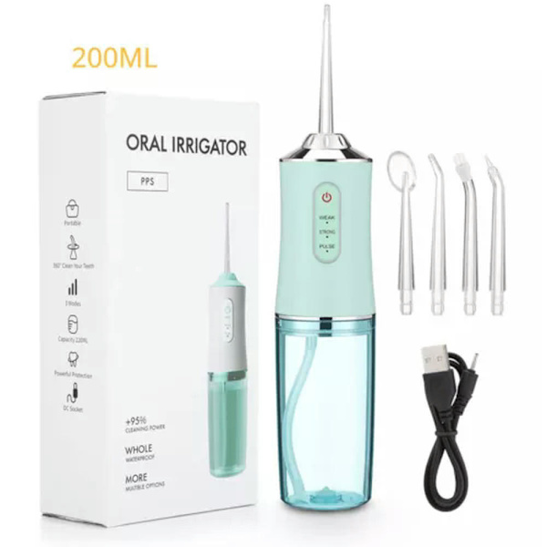 Oral Irrigator Bärbar Tandtråd Vattenstråle 200Ml IPX7 Blå G