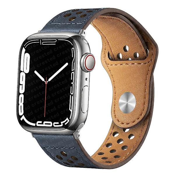 Nahkahihna Apple Watch Ranneke 49mm 44mm 40mm 45mm 41mm 42mm 38mm Correa Rannekoru Iwatch Series 3 4 5 6 Se 7 8 Ultra Strap Midnight blue 38mm 40mm 41mm