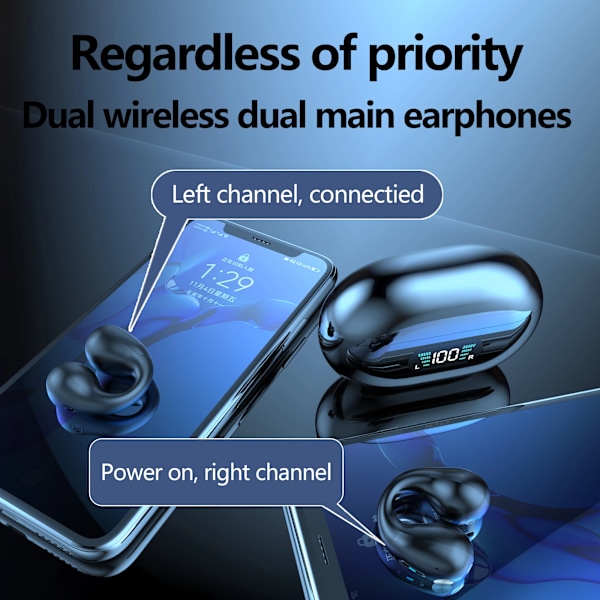 Sann trådlösa Bluetooth-hörlurar TWS Q80 Bluetooth 5.3 Benledning