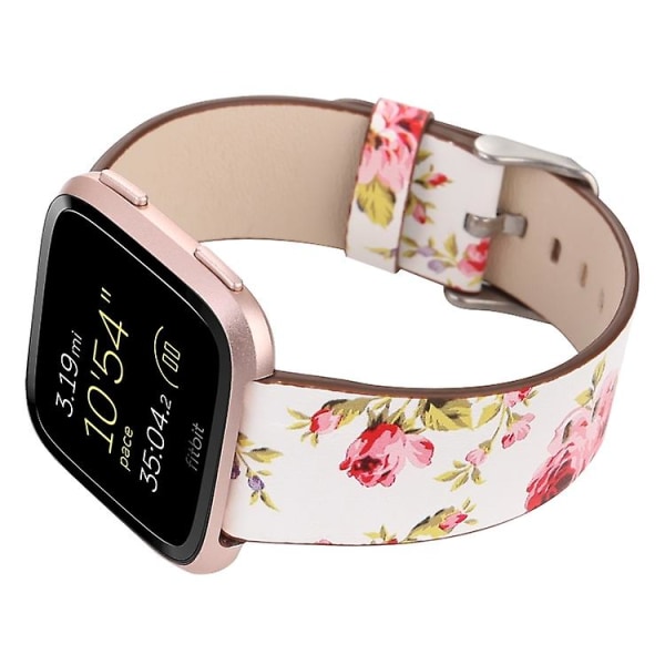 Til Fitbit Versa 1/2 Flower Pattern Watch Band White Pink