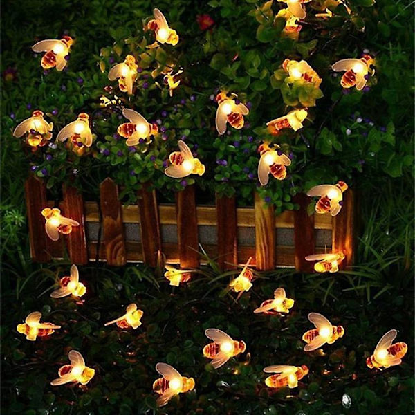 [50 Led] Solcelledrevne Have Lamper, Honey Bee Fe Lyskæde, 7m/24ft 8 Tilstand Havebelysning