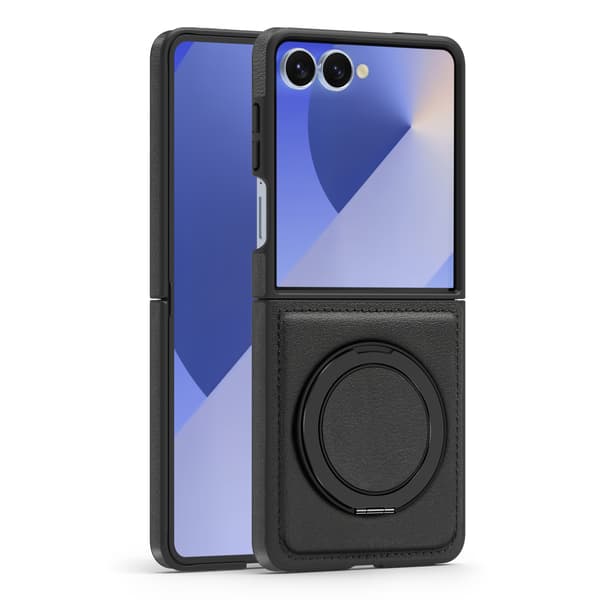 Magnetisk etui til Samsung Galaxy Z Flip8, PU-læder med stativ Black