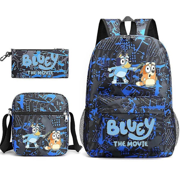 Bluey Tredelad skolväska ryggsäck Blue Flower  2