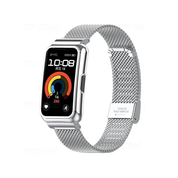 Pack 360 Flexible Steel Mesh Bracelet Cover for Huawei Strap 9 Silver