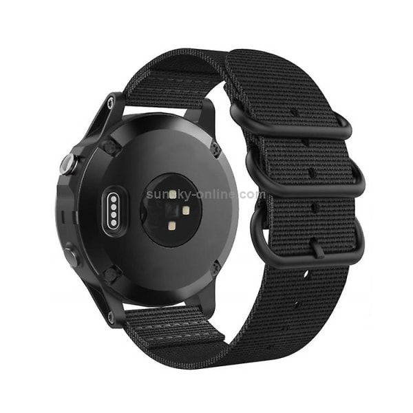 For Garmin Fenix ​​5s 20 mm tre-rings nylon klokkerem Black