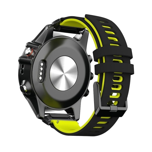 Til Garmin Fenix ​​7x To-farvet Silikone Quick Release Urbånd Black Yellow