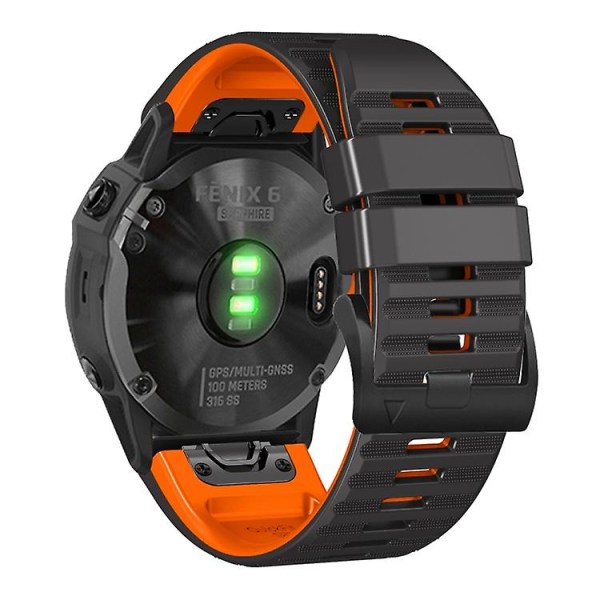 For Garmin Fenix ​​7/7x/6/6x/5/5x 26 mm tofarget silikonklokkerem Black Orange
