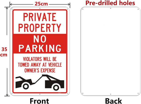 Privat Markering Ingen Parkering Skyltar - Metall, 35x25cm, 2-pack