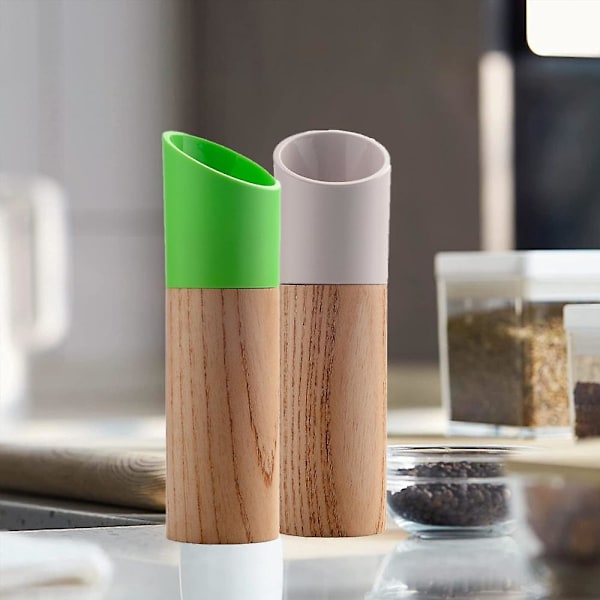 Salt- og peberkværnesæt, manuel træpeberkværn & saltkværn med justerbar grovhed green