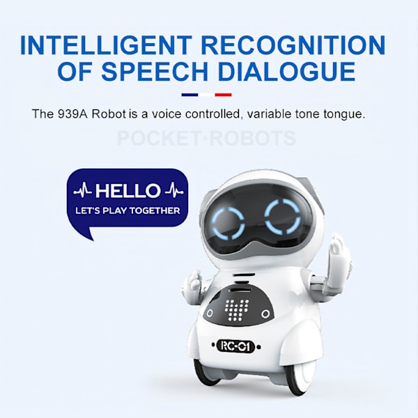 Pocket RC Robot Talking Interaktiv Dialog Stemmegenkendelse Optagelse Sang Dans Hvid