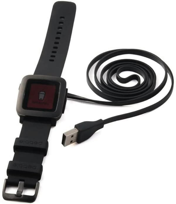 Oplader til Pebble 2/Pebble Time/Pebble Time Round, Smart Watch udskiftning opladningskabel (sort)