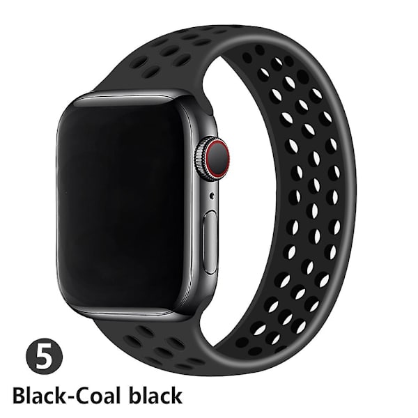 Solo Loop-rem för Apple Watch Band 44mm 40mm 38mm 42mm Andas Silikon Elastiskt bälte Armband Band Iwatch Series 3 4 5 Se 6 black coal black 42mm or 44mmS