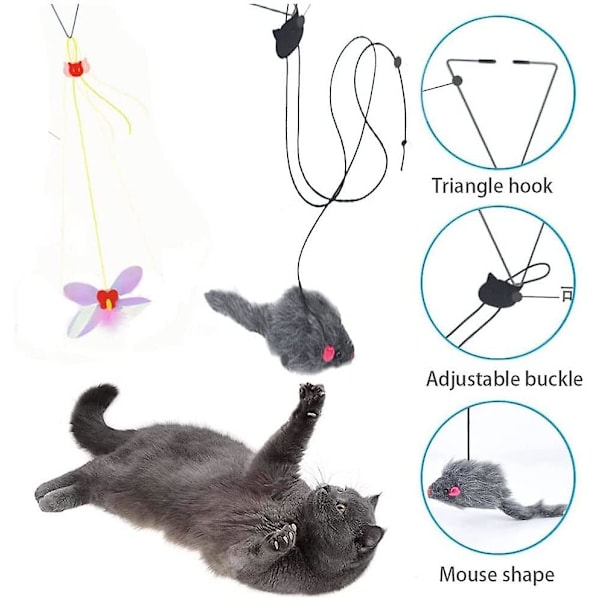 2 delar Roliga kattfjäderleksaker Katt Teaser Door Hängande Kitty Stick för katter