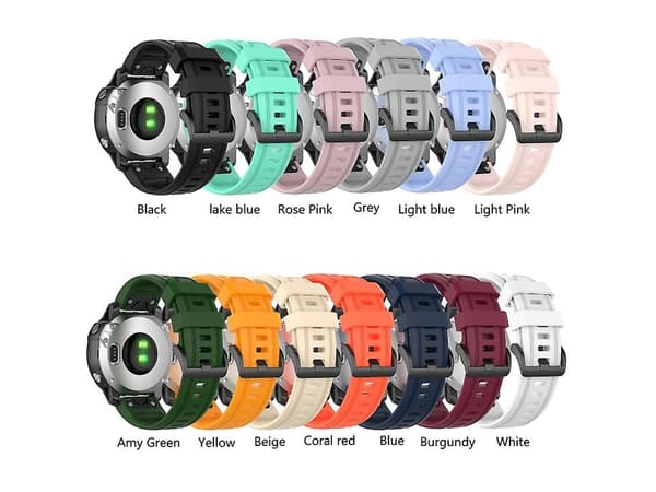 Rem til Garmin Fenix 7S Pure Color silikoneurrem grå