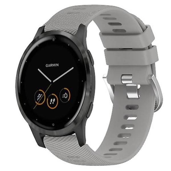 Til Garmin Vivoactive 4s 18 mm ensfarvet silikoneurrem Grey