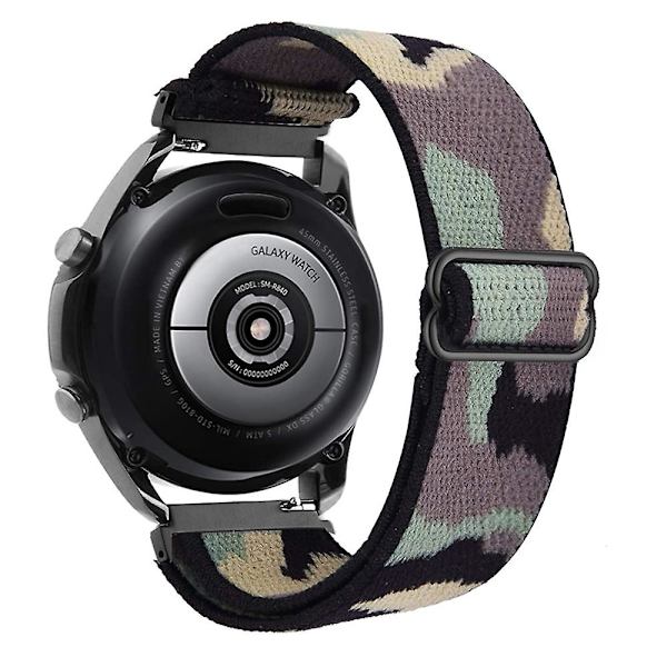 20 mm 22 mm bånd til Samsung Galaxy Watch 4/classic/3/5/pro/active 2 Gear S3 Elastic Nylon Loop Huawei Watch Gt 2 2e 3 Pro Strap Camouflage green 22mm