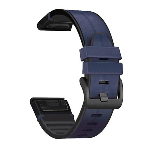 For Garmin Fenix ​​6 Silikon + skinn klokkerem med hurtigutløser Blue