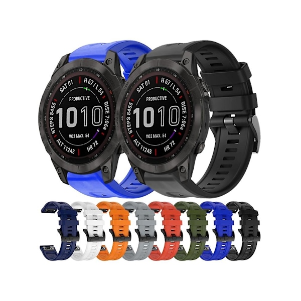 Rem for Garmin Fenix 7 Metallspenne Solid Color Silikonklokke Rem Hvit