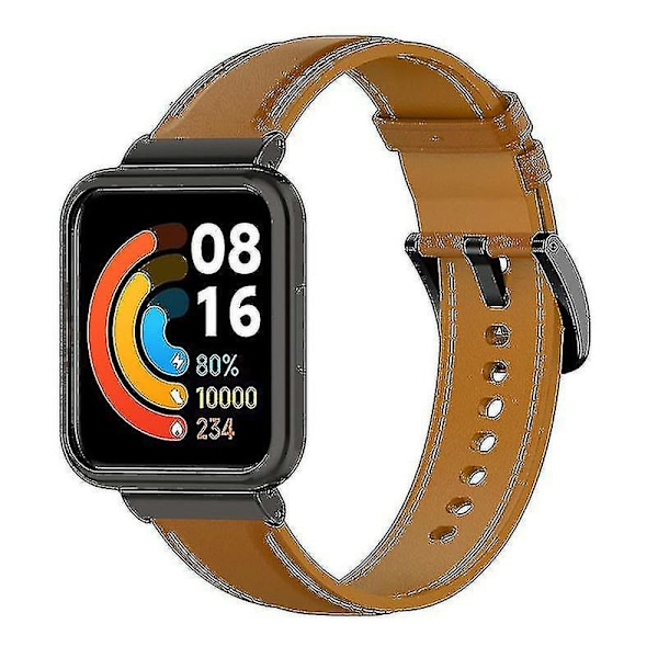 For Xiaomi Redmi Watch 2 Lite - Utbyttbar rem i äkta läder - Justerbart klockarmband Light brown Style D