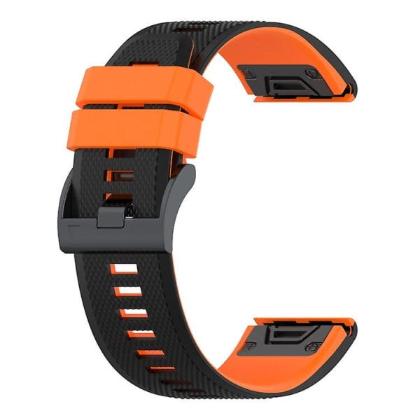 Til Garmin Fenix ​​7x tofarvet silikone urrem Black Orange