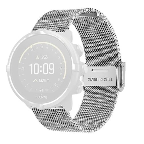 For Suunto 9 Milanese Nice spenne erstatning håndleddsrem klokkerem Silver