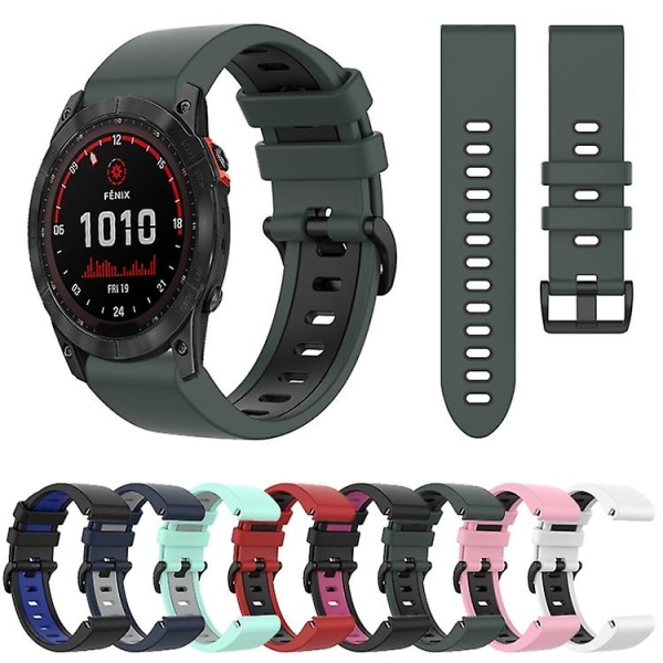 För Garmin Fenix ​​7x Solar 26mm Silicone Sports Watch Black-Pink