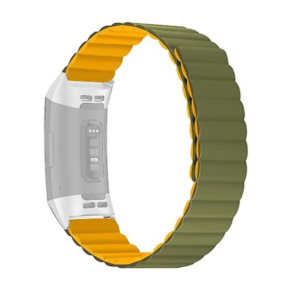 Til Fitbit Charge 3/4 Silikone Magnetic Watch Band Army Green